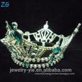 Green Crystal Full Round Crown And Tiaras, Round Pageant Crowns, wholesale pageant crowns